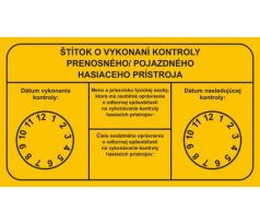 R003 Štítok o vykonaní kontroly prenosného/pojazdného hasiaceho prístroja 105x60 mm
