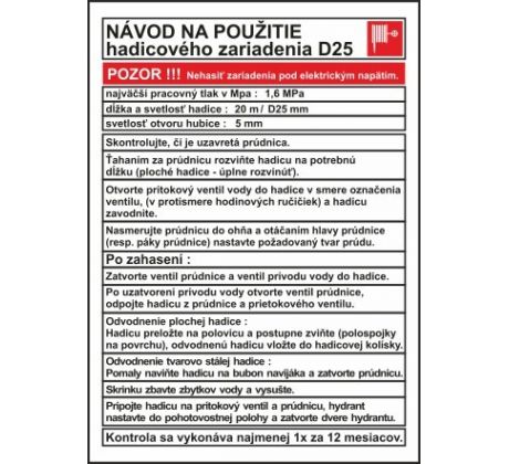 F-návod D25 Návod na použitie hadicového zariadenia D25 100x140 mm