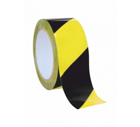 Výstražná páska pravá samolepiaca žlto-čierna 50 mm x 33 m