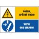 D323 Pozor spätný prúd!/Vypni obe strany! samolepka/plast 130x131 mm
