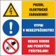 T323 Pozor el. zariadenie!/Vypni v nebezpečenstve!Nehas vodou.....! samolepka 65x96 mm