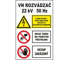 S400 Rozvádzač/Vys. napätie/Nehas vodou/Vstup zakázaný! samolepka/plast 150x100 mm