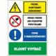 S405 Pozor el. zar./Nehas vodou/Vypni v nebezpeč./Hl. vypínač/Nebezp. výbuchu! samolepka/plast 150x100 mm