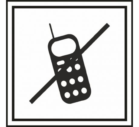 596 Zákaz používania mobilných telefónov 100x100 mm samolepka