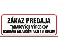 604 Zákaz predaja tabak. výrobkov osobám mladším ako 18 rokov 250x100 mm samolepka