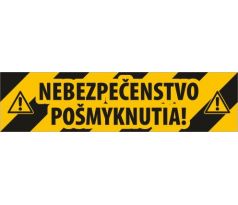 585 Nebezpečenstvo pošmyknutia! samolepka s podlahovým laminom 600x150 mm