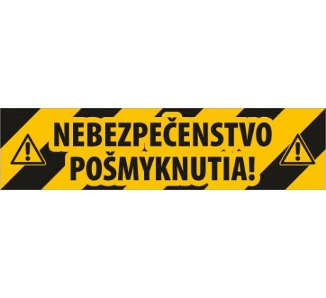 585 Nebezpečenstvo pošmyknutia! samolepka s podlahovým laminom 600x150 mm