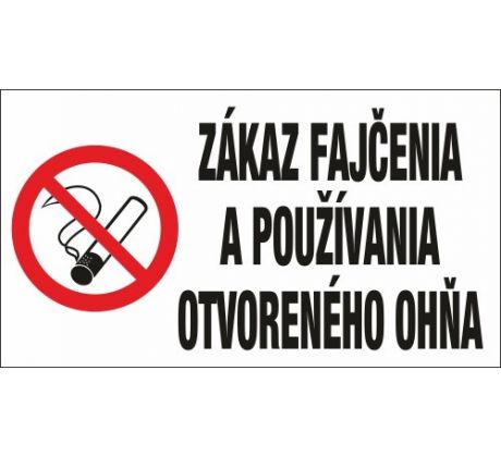 570 Zákaz fajčenia a používania otvoreného ohňa 450x250 mm plast hr. 0,5 mm